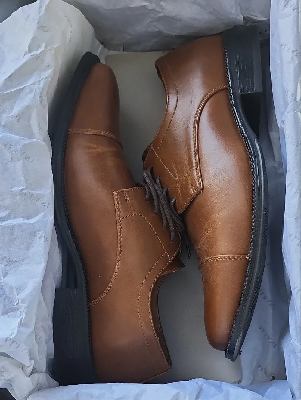 Alfani Brown Leather Lace-Up Shoes